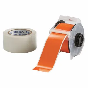 BRADY 142174 Continuous Label Roll, 2 1/4 Inch X 100 Ft, Polyester With Rubber Adhesive, Orange | CP2JEQ 12D599