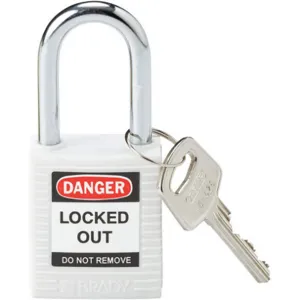 BRADY 143123 Lockout Padlock Keyed Different White 1/4in. Diameter | AC8EEP 39N157