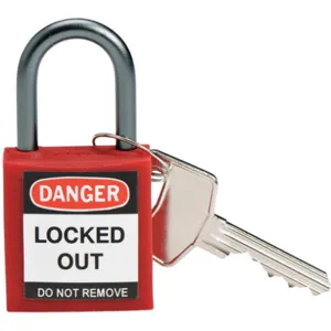 BRADY 118953 Lockout Padlock Keyed Alike Red 1/5 Inch - Pack Of 3 | AC8EGH 39N197