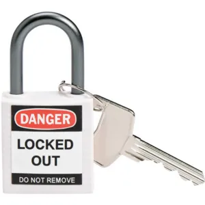 BRADY 118965 Lockout Padlock Keyed Alike White 1/5in. - Pack Of 3 | AC8EGR 39N206