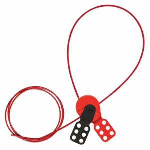 BRADY 145550 Cable Lockout, Hasp Style, Includes Cable, Nylon, 6 ft Cable Length, Black/Red | CP2AZJ 489L86