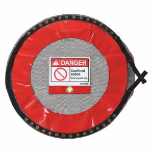 BRADY 151057 Confined Space Covers, PVC/Poylester, Danger, Vented, Black/Red, 30 Inch Outside Dia | CP2BPB 56HV55