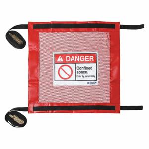 BRADY 151087 Confined Space Covers, PVC/Poylester, Danger, Vented, 24 Inch Overall Width, Black/Red | CP2BNW 56HV61