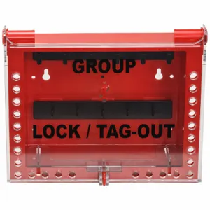 BRADY 152189 Lock Box, Plastic, Red, 11 Inch Size x 13 Inch Size 4 in, Wall, Hinged, 27 Padlocks | CP2FAH 799YX0