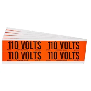 BRADY 152347 Conduit & Voltage Signs & Labels, 4-1/8 Inch X 1-1/8 Inch Label Size W X H, 110 V, 5 PK | CP2BMY 61TJ67