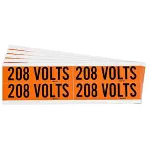 BRADY 152351 Conduit & Voltage Signs & Labels, 4-1/8 Inch X 1-1/8 Inch Label Size W X H, 208 V, 5 PK | CP2BMZ 61TJ53