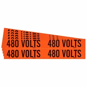 BRADY 152371 Conduit & Voltage Signs & Labels, 4-1/8 Inch X 1-1/8 Inch Label Size W X H, 480 V, 5 PK | CP2BND 61TJ44