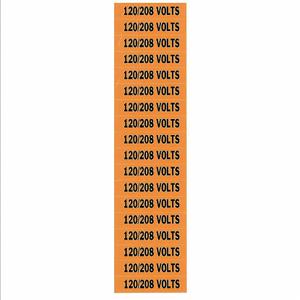 BRADY 152385 Conduit & Voltage Signs & Labels, 2-1/4 x 1/2 Inch Label Size, 120/208 Volts, Pack Of 5 | CN2TMY 44359 / 6GX94