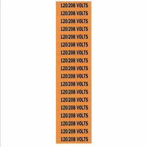 BRADY 152385 Conduit & Voltage Signs & Labels, 2-1/4 x 1/2 Inch Label Size, 120/208 Volts, Pack Of 5 | CN2TMY 44359 / 6GX94