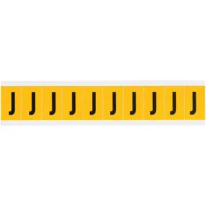 BRADY 1530-J Letter Label J 1-1/2 Inch Height Black/Yellow Vinyl | AH3JJC 32ME58