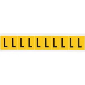 BRADY 1530-L Letter Label L 1-1/2 Inch Height x 7/8 Inch Width Vinyl | AH3JJE 32ME60