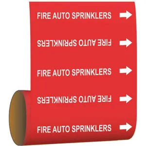 BRADY 15541 Pipe Marker Fire Auto Sprinklers Red | AF4EGE 8TNW7