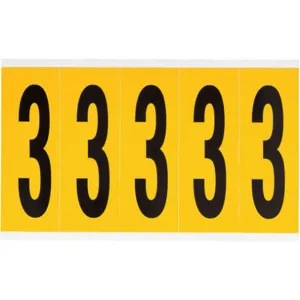 BRADY 1560-3 Number Label 3 5 Inch Height x 1-3/4 Inch Width Vinyl | AH3JLD 32MF06