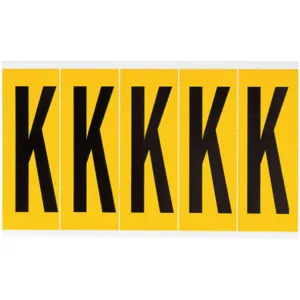 BRADY 1560-K Letter Label K 5 Inch Height x 1-3/4 Inch Width Vinyl | AH3JLX 32MF23