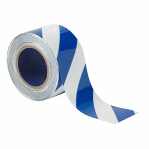 BRADY 170004 Floor Marking Tape, Striped, Blue/White, 3 Inch x 100 ft, 8 mil Tape Thick | CP2BUH 61UW46