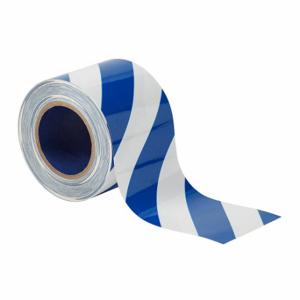 BRADY 170005 Floor Marking Tape, Striped, Blue/White, 4 Inch x 100 ft, 8 mil Tape Thick | CP2BUJ 61UW47