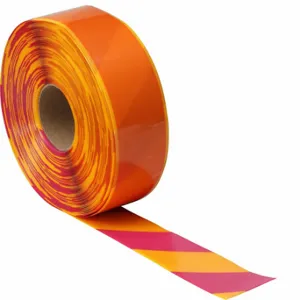 BRADY 170066 Floor Marking Tape, Extra-Durable, Striped, Pink/Yellow, 3 Inch x 100 ft | CP2BUU 61UW68