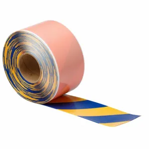 BRADY 170093 Floor Marking Tape, Extra-Durable, Striped, Blue/Yellow, 4 Inch x 100 ft | CP2BUW 61UW87