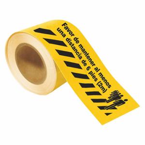 BRADY 170331 Floor Marking Tape, Message, Message, Black/Yellow, Social Distancing, 4 Inch x 100 ft | CP2BUF 56LN18