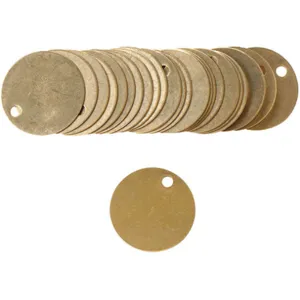 BRADY 23210 Black Tag 1-1/2 x 1-1/2 Inch Brass Round - Pack Of 25 | AA7HHE 15Y745