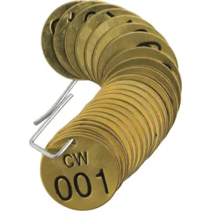 BRADY 23256 Numbered Tag 1-1/2 Diameter Brass Pk 25 | AF6ZXV 20TD89