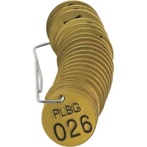 BRADY 23261 Numbered Tag 1-1/2 Diameter Brass Pk 25 | AF6ZYA 20TD94