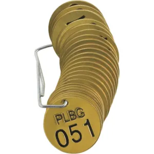 BRADY 23262 Numbered Tag 1-1/2 Diameter Brass Pk 25 | AF6ZYB 20TD95