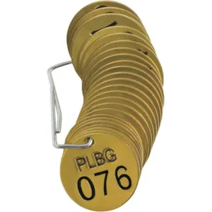 BRADY 23263 Numbered Tag 1-1/2 Diameter Brass Pk 25 | AF6ZYC 20TD96