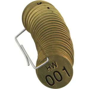 BRADY 23276 Numbered Tag 1-1/2 Diameter Brass Pk 25 | AF6ZYG 20TE01