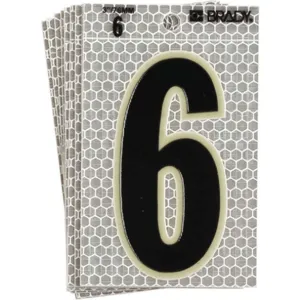 BRADY 3010-6 Ultra Reflective Numbers 6 - Pack Of 10 | AA6RFZ 14R142