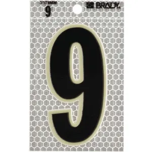 BRADY 3010-9 Ultra Reflective Numbers 9 - Pack Of 10 | AA6RGC 14R145