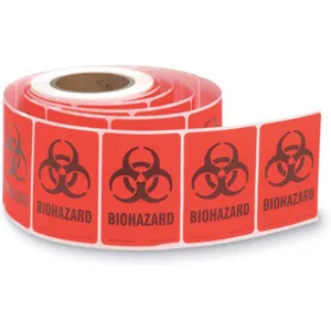 BRADY 18766LS Biohazard Label 5 Inch H 3-1/2 Inch Width - Pack Of 20 | AF4REH 9GEJ8