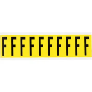 BRADY 3440-F Letter Label F 8 Inch Width Black/Yellow Vinyl | AH3JQN 32MG08