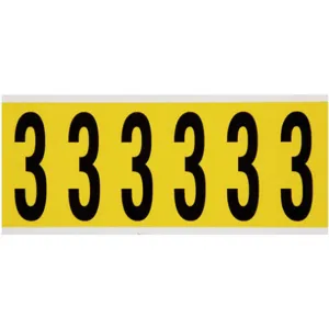 BRADY 3450-3 Number Label 3 1-1/2 Inch Width x 3-1/2 Inch Height | AH2CAC 24UZ39