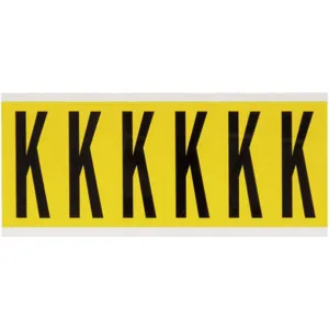 BRADY 3450-K Letter Label K 1-1/2 Inch Width x 3-1/2 Inch Height | AH2CAW 24UZ56