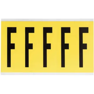 BRADY 3460-F Letter Label F 5 Inch Height x 1-3/4 Inch Width Vinyl | AH3JRK 32MG28