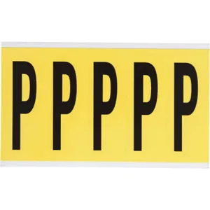 BRADY 3460-P Letter Label P Black On Yellow 5 Inch Height x 1-3/4 Inch Width | AH4ZLP 35TA15