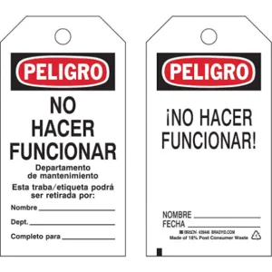 BRADY 39446 Danger Tag Peligro Econ Poly PK25 | AH4ZRY 35TJ54