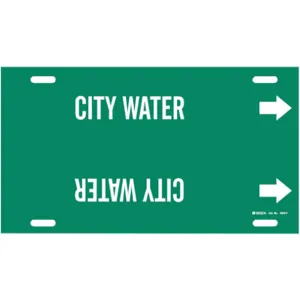 BRADY 4028-H Pipe Marker City Water Green 10 To 15 In | AE4KMD 5LEP4