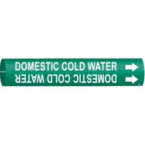 BRADY 4048-C Pipe Marker Domestic Cold Water Green | AE9ARE 6H559