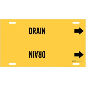 BRADY 4054-H Pipe Marker Drain Yellow 10 To 15 In | AE4KPK 5LEW8