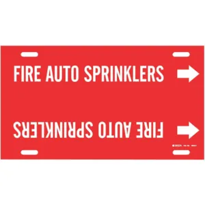 BRADY 4059-F Pipe Marker Fire Auto Sprinklers 6 To 7-7/8in | AF4HWX 8XEW5