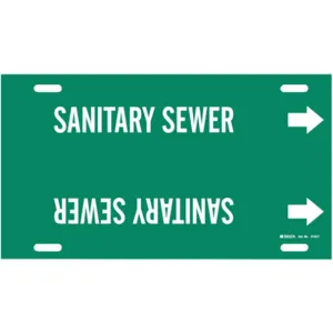 BRADY 4123-G Pipe Marker Sanitary Sewer Green 8 To 9-7/8 In | AE4KWB 5LFJ7