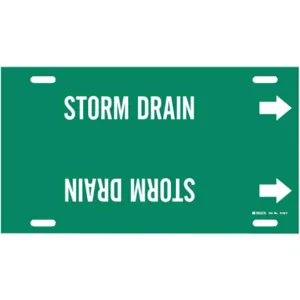 BRADY 4132-F Pipe Marker Storm Drain Green 6 To 7-7/8 In | AE4KWQ 5LFL1