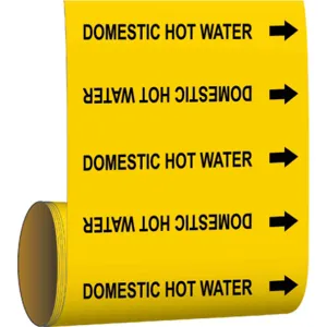 BRADY 41459 Pipe Marker Domestic Hot Water Yellow | AF4DBY 8RKW6