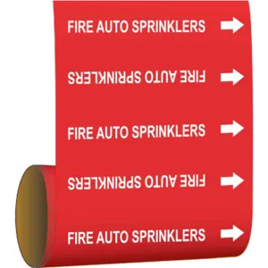 BRADY 41461 Pipe Marker Fire Auto Sprinklers Red | AF4KGJ 8ZAM7