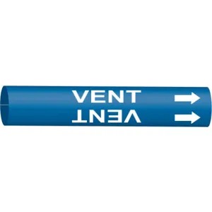 BRADY 4149-H Pipe Marker Vent Blue 10 To 15 In | AE4KXN 5LFP4