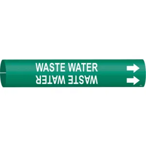 BRADY 4153-A Pipe Marker Waste Water Green 3/4 To 1-3/8 In | AF4WYQ 9NLN9