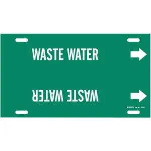 BRADY 4153-H Pipe Marker Waste Water Green 10 To 15 In | AF4NRH 9DTW4