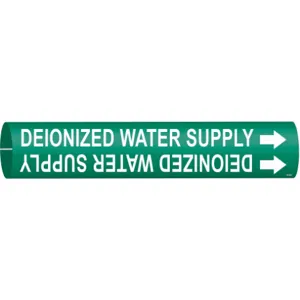 BRADY 4173-B Pipe Marker Deionized Water Supply Green | AF4CJP 8PLY0